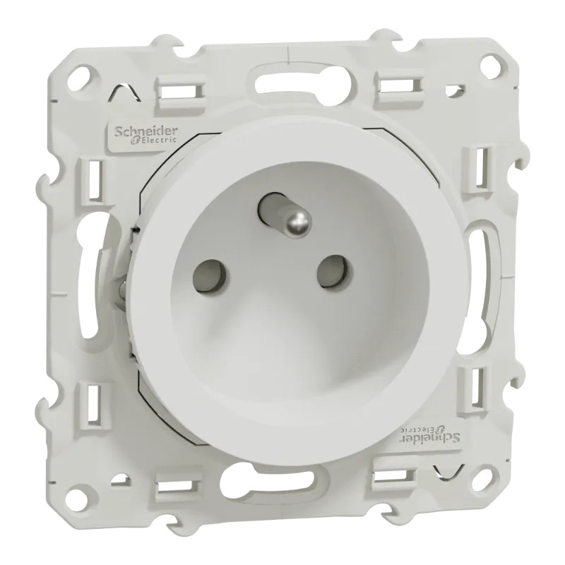 Odace - prise de courant 2P+T - blanc - connexions à vis - S520039 Schneider Electric