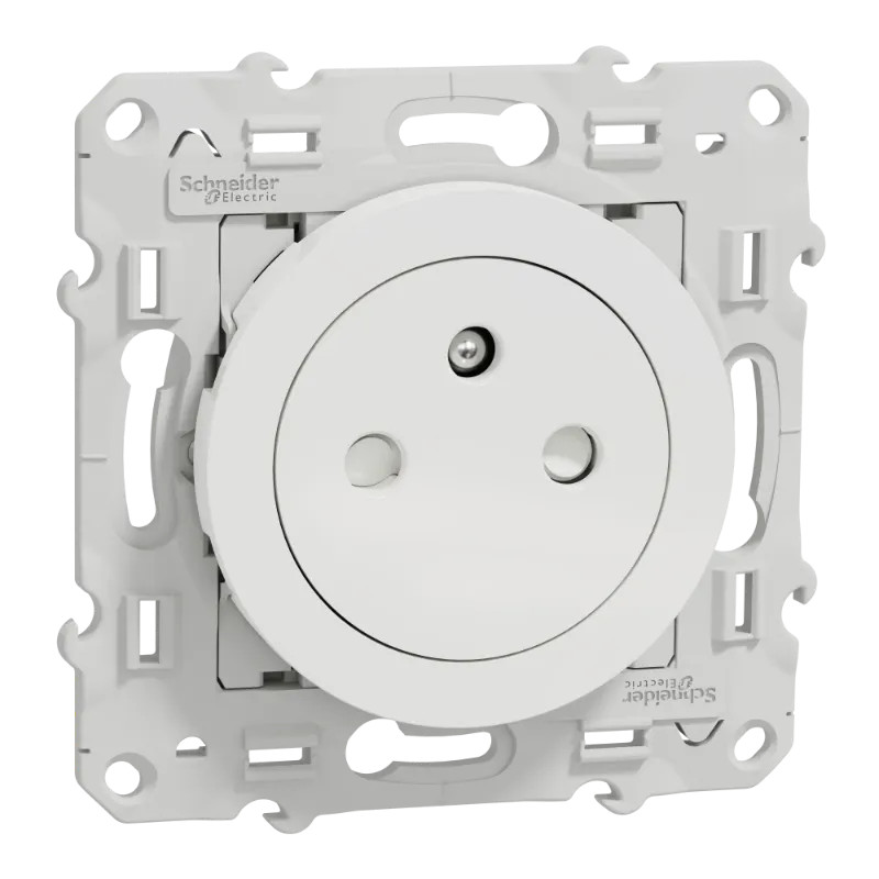 Odace - prise de courant 2P+T affleurante - blanc - S520052 Schneider Electric