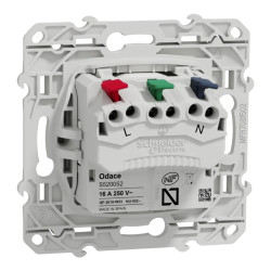 Odace - prise de courant 2P+T affleurante - blanc - S520052 Schneider Electric