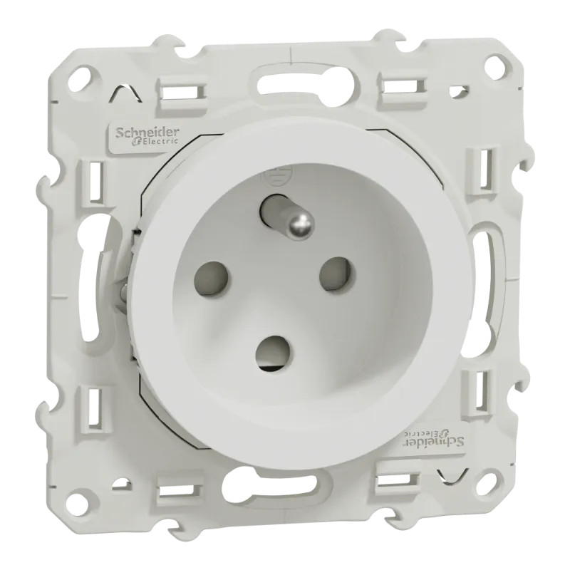 Odace - prise de courant 2P+T - blanc - à détrompage - connexions à vis - S520099 Schneider Electric