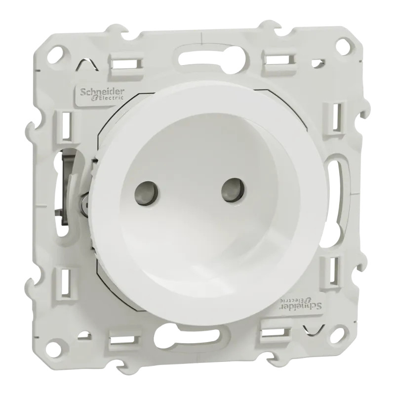 Odace - prise de courant 2P - blanc - griffes montées - connexion à vis - S525033 Schneider Electric