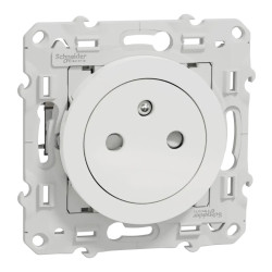 Odace - prise de courant 2P+T affleurante - blanc - griffes montées - S525052 Schneider Electric