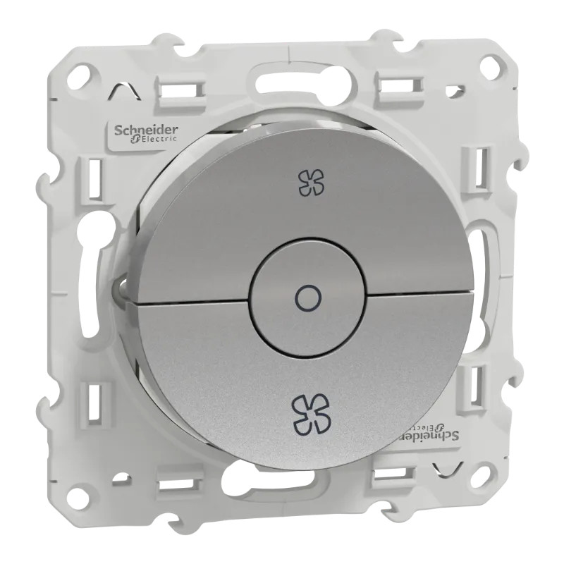 Odace - interrupteur VMC - aluminium - avec position arrêt - S530243 Schneider Electric