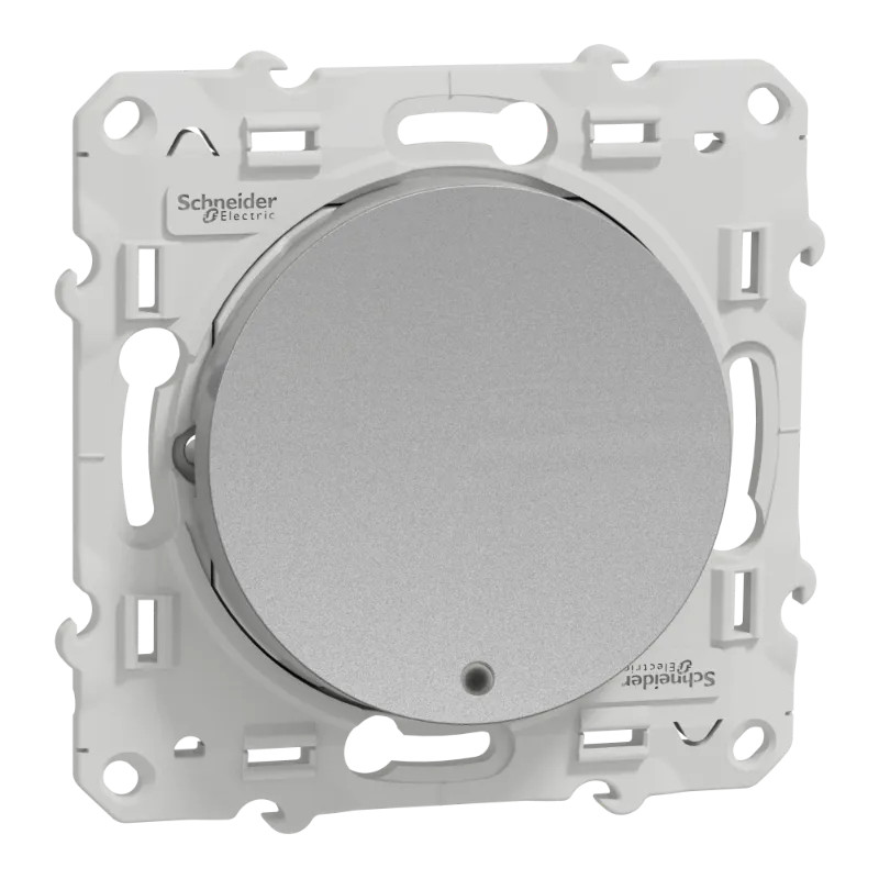 Odace - poussoir lumineux - aluminium - 10A - voyant LED bleu 0,15mA - S530276 Schneider Electric