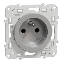 Odace - prise de courant 2P+T alu - 4 connexions rapides par pôle - S530049 Schneider Electric