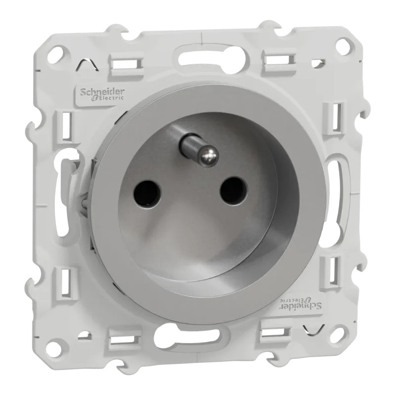 Odace - prise de courant 2P+T alu - 4 connexions rapides par pôle - S530049 Schneider Electric