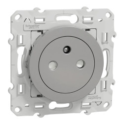 Odace - prise de courant 2P+T affleurante - aluminium- connexion rapide - S530052 Schneider Electric