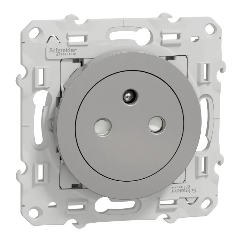 Odace - prise de courant 2P+T affleurante - aluminium- connexion rapide - S530052 Schneider Electric