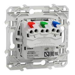 Odace - prise de courant 2P+T affleurante - aluminium- connexion rapide - S530052 Schneider Electric
