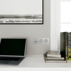 Odace - prise de courant 2P+T affleurante - aluminium- connexion rapide - S530052 Schneider Electric