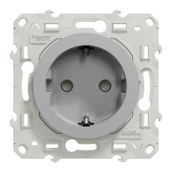 Odace - prise de courant 2P+T - aluminium- standard Schuko allemand - S530057 Schneider Electric