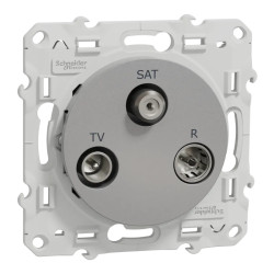 Odace - prise TV/FM/SAT - aluminium - 1 entrée - S530461 Schneider Electric