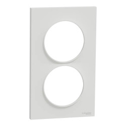 Odace Styl -  plaque 2 postes verticaux entraxe 57mm blanc - S520714 Schneider Electric