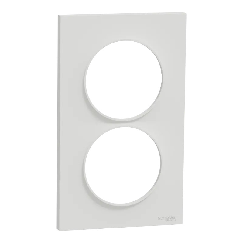 Odace Styl -  plaque 2 postes verticaux entraxe 57mm blanc - S520714 Schneider Electric