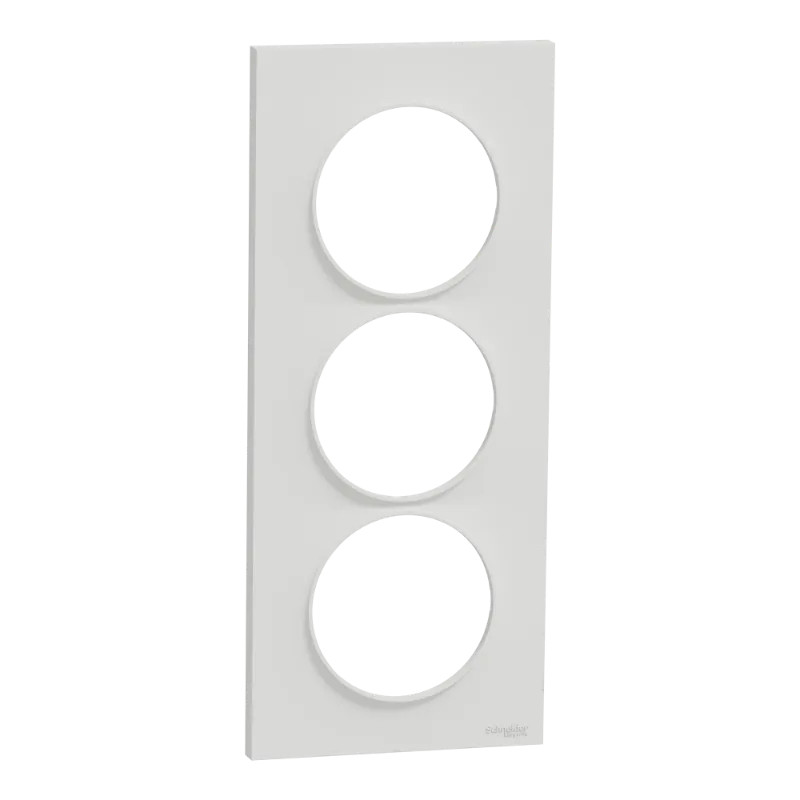 Odace Styl -  plaque 3 postes verticaux entraxe 57mm blanc - S520716 Schneider Electric
