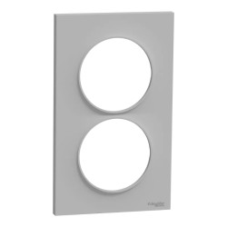 Odace Styl -  plaque 2 postes verticaux entraxe 57mm aluminium - S520714E Schneider Electric