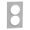 Odace Styl -  plaque 2 postes verticaux entraxe 57mm aluminium - S520714E Schneider Electric