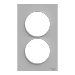 Odace Styl -  plaque 2 postes verticaux entraxe 57mm aluminium - S520714E Schneider Electric
