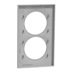 Odace Styl -  plaque 2 postes verticaux entraxe 57mm aluminium - S520714E Schneider Electric
