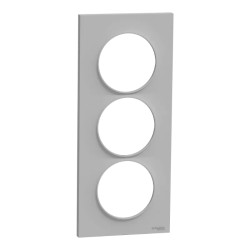 Odace Styl -  plaque 3 postes verticaux entraxe 57mm aluminium - S520716E Schneider Electric
