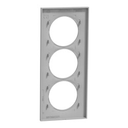 Odace Styl -  plaque 3 postes verticaux entraxe 57mm aluminium - S520716E Schneider Electric