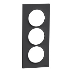 Odace Styl -  plaque 3 postes verticaux entraxe 57mm anthracite - S540716 Schneider Electric