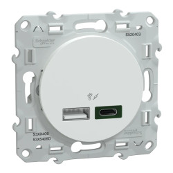 Chargeur USBA 7,5W+C 45W Blanc - S520403 Schneider Electric