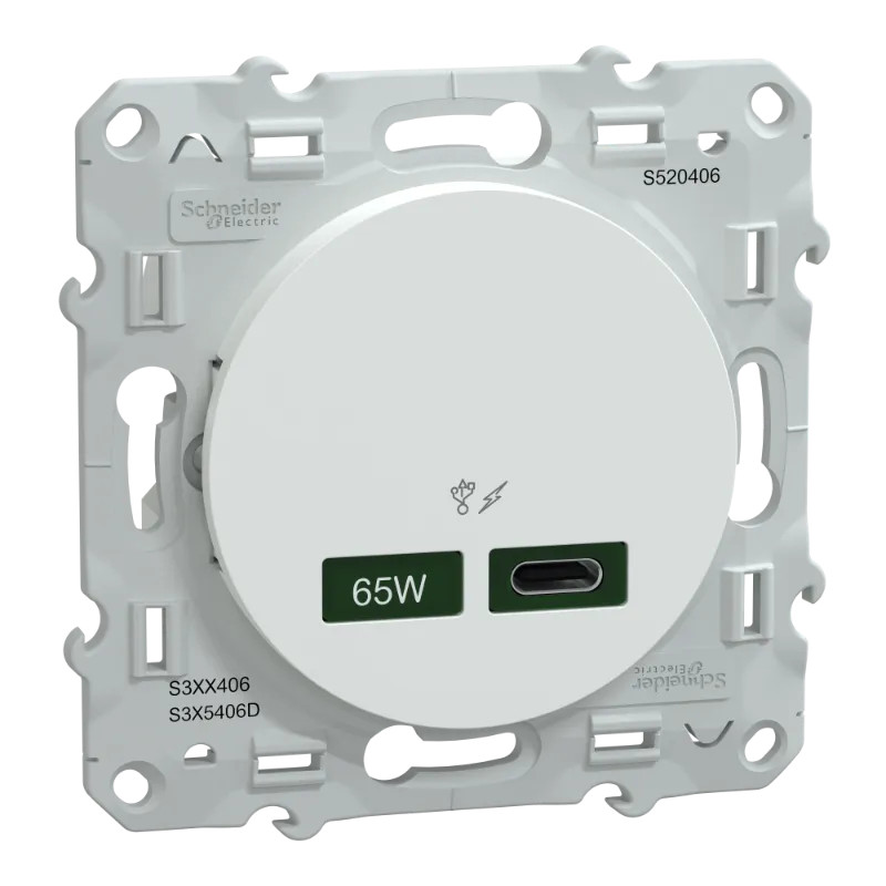 Chargeur USB C 65W Blanc - S520406 Schneider Electric