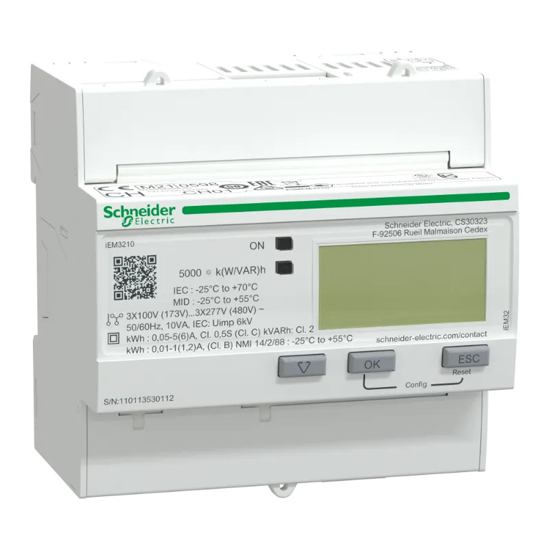 Acti9 iEM - compteur d'énergie tri - TI - impulsions - MID - A9MEM3210 Schneider Electric