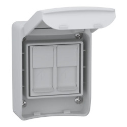 Mureva socle IP65 pour 2 prises RJ45 S-ONE - 81143F Schneider Electric