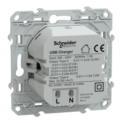 Chargeur USBA 7 -5W+C 45W Alu - S530403 Schneider Electric