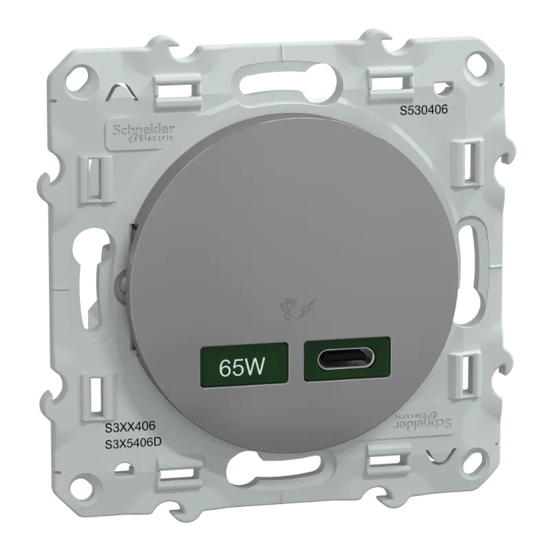 Chargeur USB C 65W Aluminium - S530406 Schneider Electric