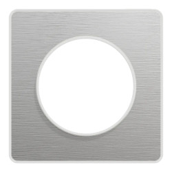 Odace Touch - plaque 1 poste aluminium brossé avec liseré blanc - S520802J Schneider Electric