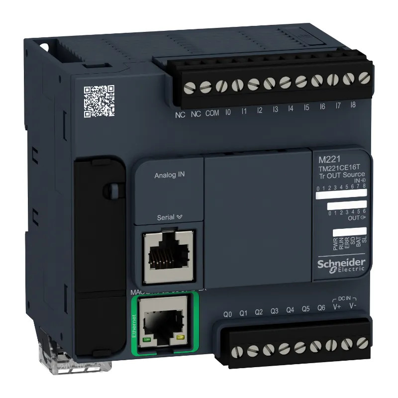 Modicon M221, contrôleur 16E/S PNP, port Ethernet+série, 24VCC - TM221CE16T Schneider Electric