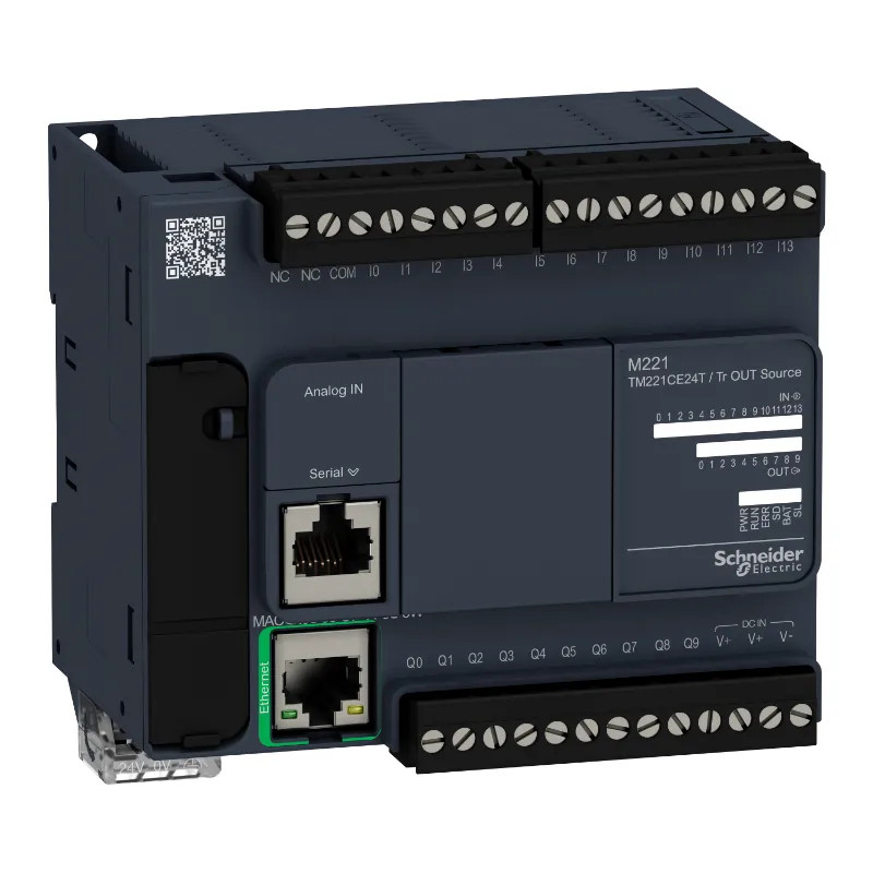 Modicon M221, contrôleur 24E/S PNP, port Ethernet+série, 24VCC - TM221CE24T Schneider Electric