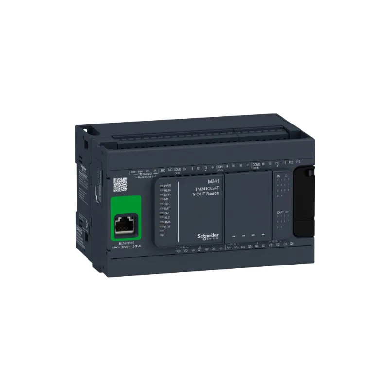 Modicon M241, contrôleur 24E/S PNP, ports Ethernet+2 série, 24VCC - TM241CE24T Schneider Electric