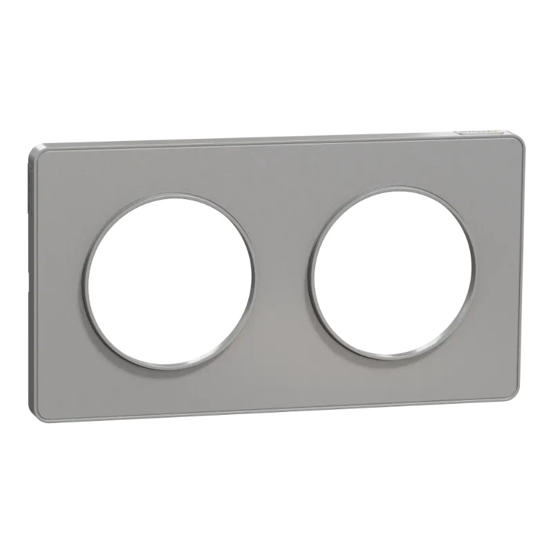 Odace Touch -  plaque 2 postes horizontaux ou verticaux 71mm aluminium - S530804 Schneider Electric