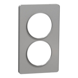 Odace Touch -  plaque 2 postes verticaux entraxe 57mm aluminium - S530814 Schneider Electric