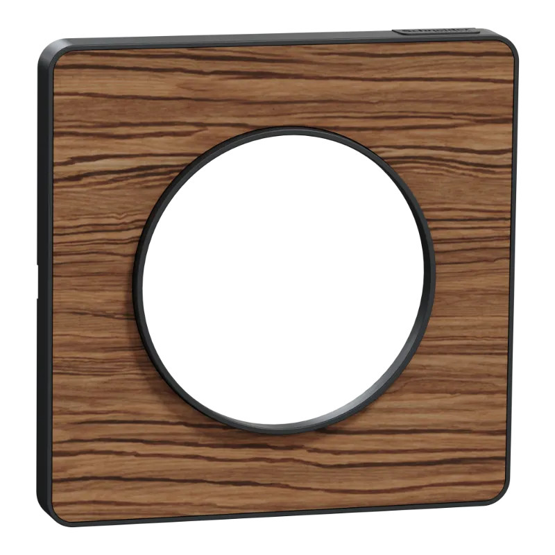 Odace Touch - plaque 1 poste bois zebrano avec liseré anthracite - S540802P4 Schneider Electric