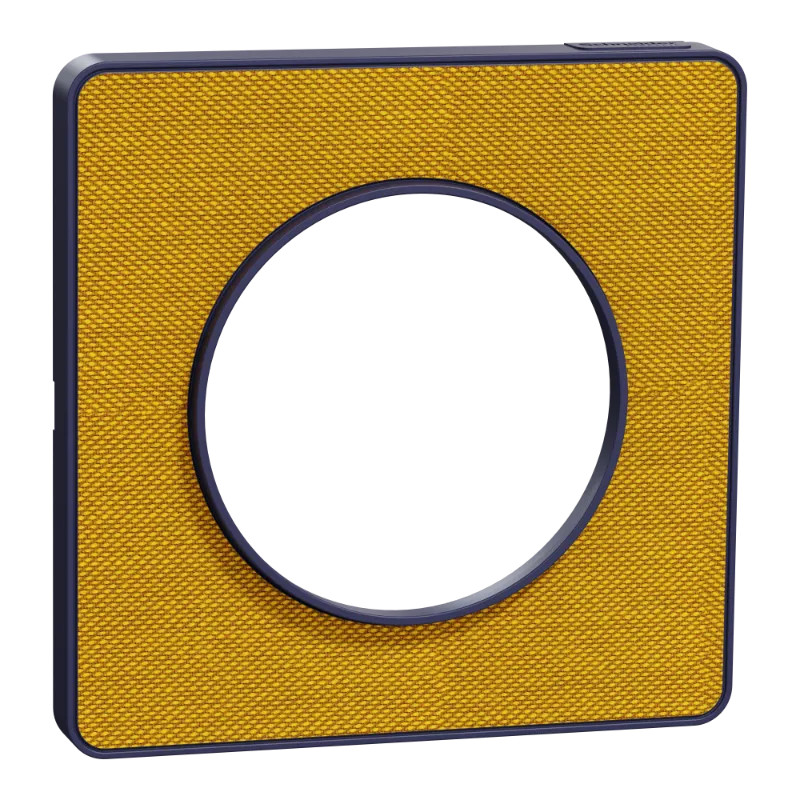 Odace Touch  - plaque 1 poste Kvadrat ocre avec liseré bleu cobalt - S550802KY Schneider Electric