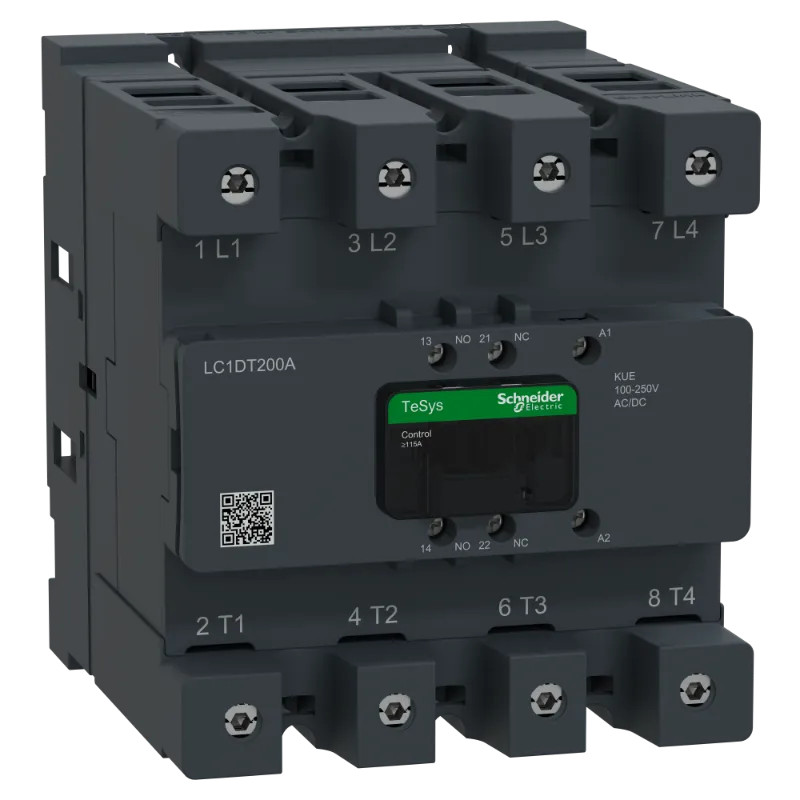 TeSys Deca Advanced - CTR Deca 200A 4P 100-250V ACDC EvLk - LC1DT200AKUE Schneider Electric