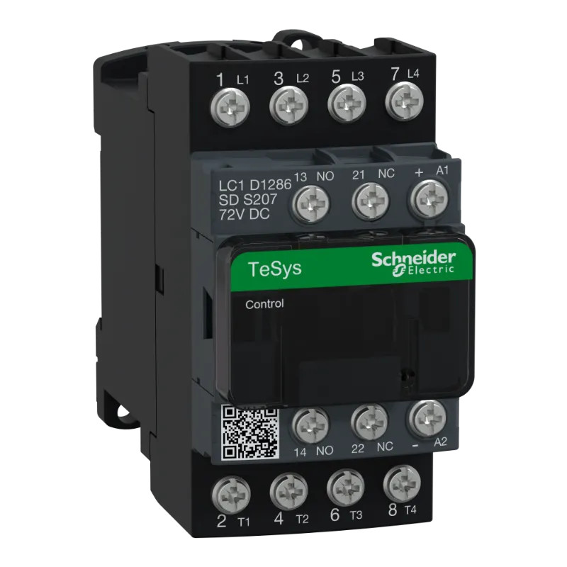TeSys D - Contacteur cont 12a 2p 2r cf.72v cc cosses fermees - LC1D1286SDS207 Schneider Electric