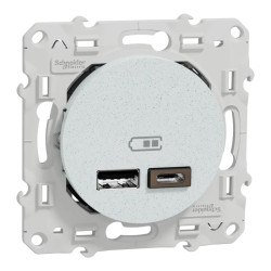 Odace - prise USB double - type A+C - blanc Recyclé - 5 Vcc - 2,4A - S510401 Schneider Electric