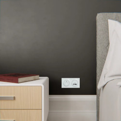 Odace - prise USB double - type A+C - blanc Recyclé - 5 Vcc - 2,4A - S510401 Schneider Electric