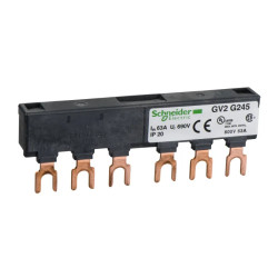 TeSys GV - jeu de barre tripolaire - 63A - 2 dérivations - pas 45 mm - GV2G245 Schneider Electric