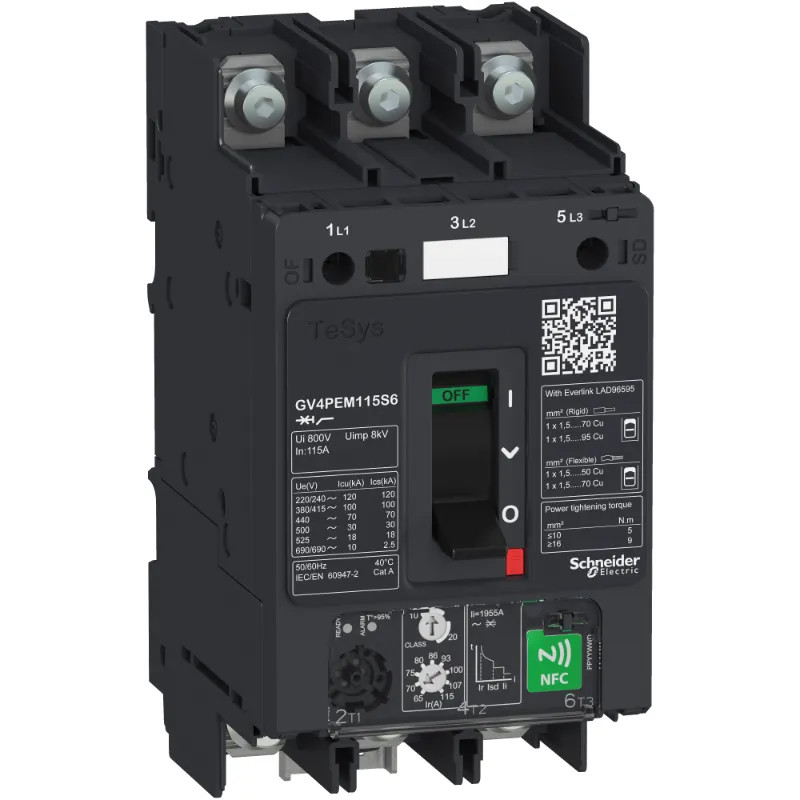 Disjoncteur moteur 115A 50kA - GV4PEM115N6 Schneider Electric