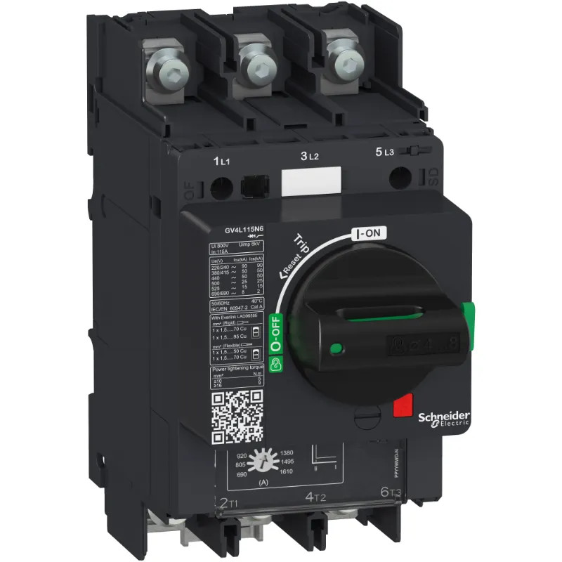 TeSys GV - disjoncteur magnétique - In 115A - 25kA - cosses fermées - GV4L115B6 Schneider Electric