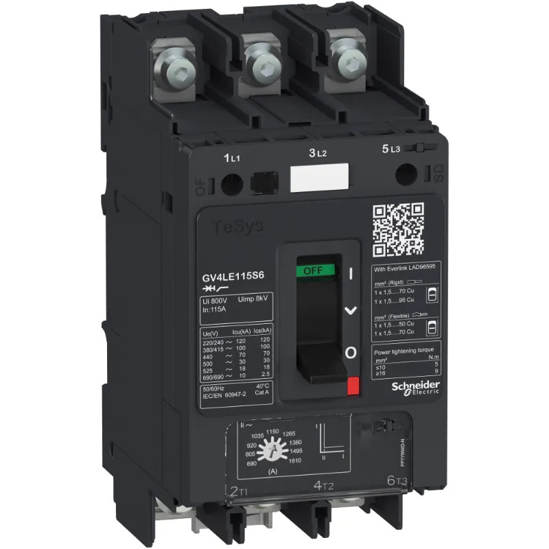 TeSys GV - disjoncteur magnétique - In 50A - 50kA - cosses fermées - GV4LE50N6 Schneider Electric