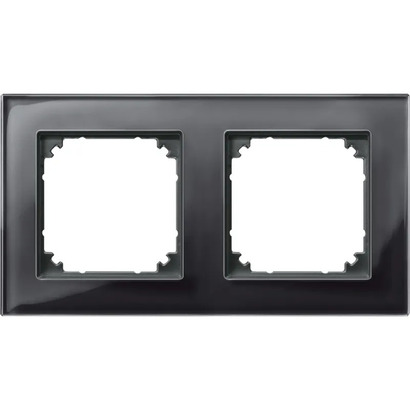 System M - M Elegance - Plaque de finition - 2 postes - verre noir - 489203 Schneider Electric