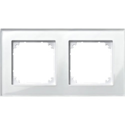 System M - M Elegance - Plaque de finition - 2 postes - verre blanc - 489219 Schneider Electric